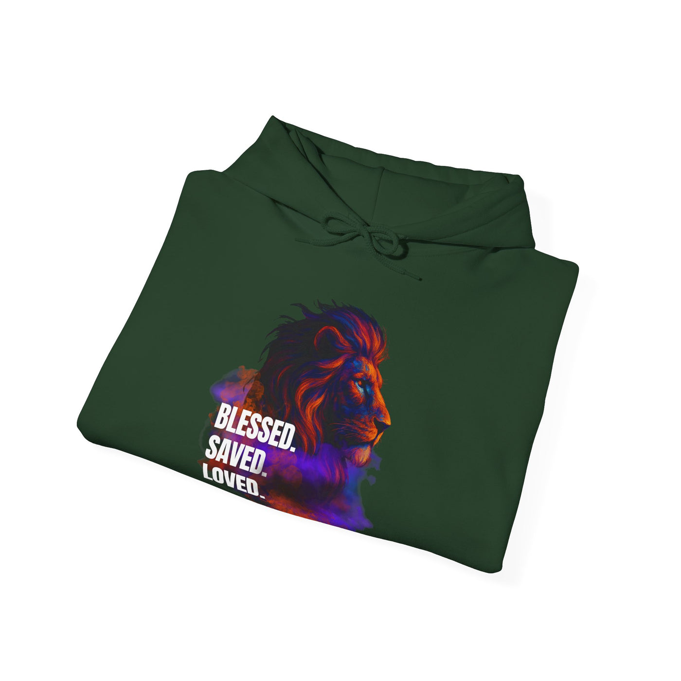 Blessed, Saved, Loved Lion Hoodie - Unisex Heavy Blend Sweatshirt