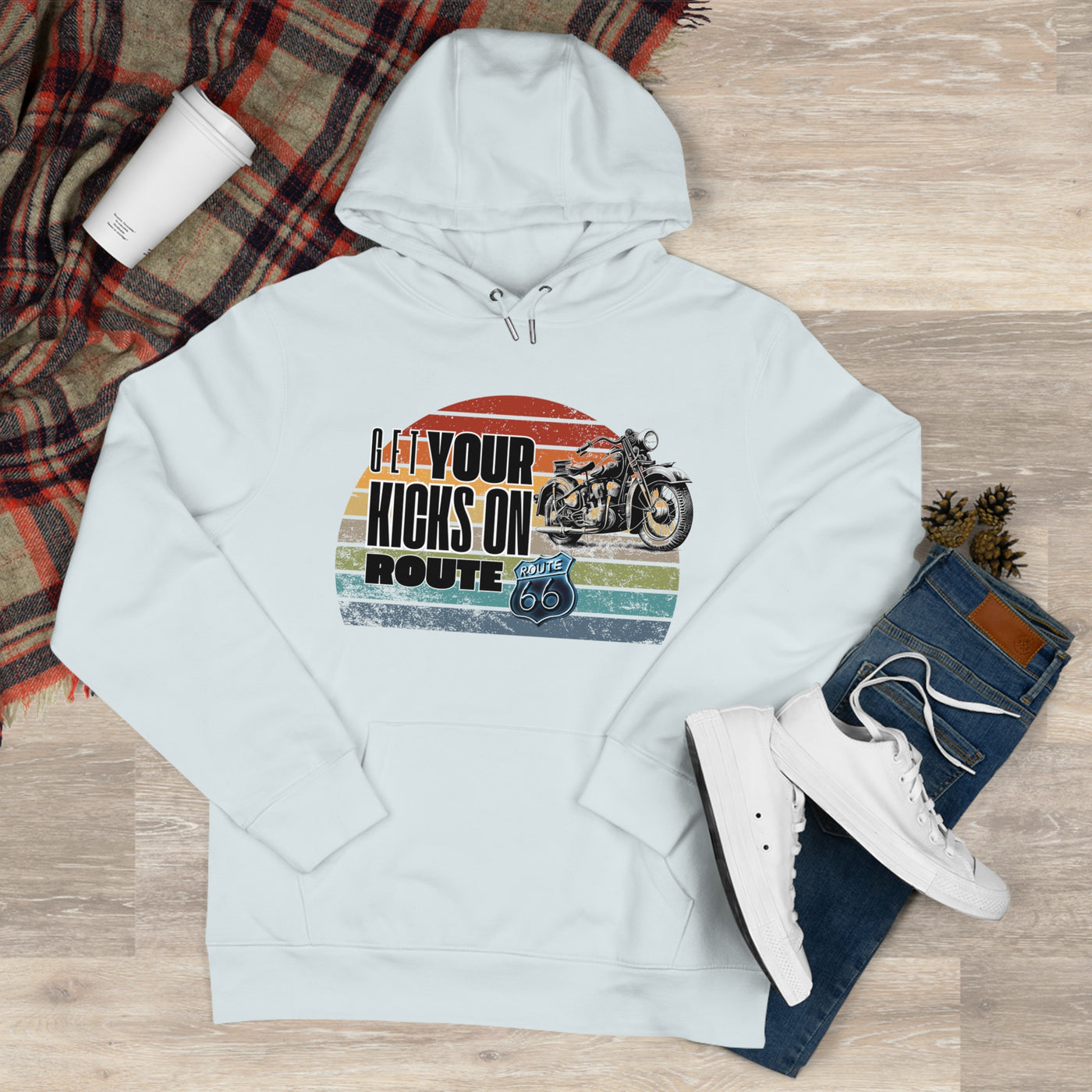 Retro Route 66 Motorcycle Hoodie Sweatshirt - Get your kicks on route 66
