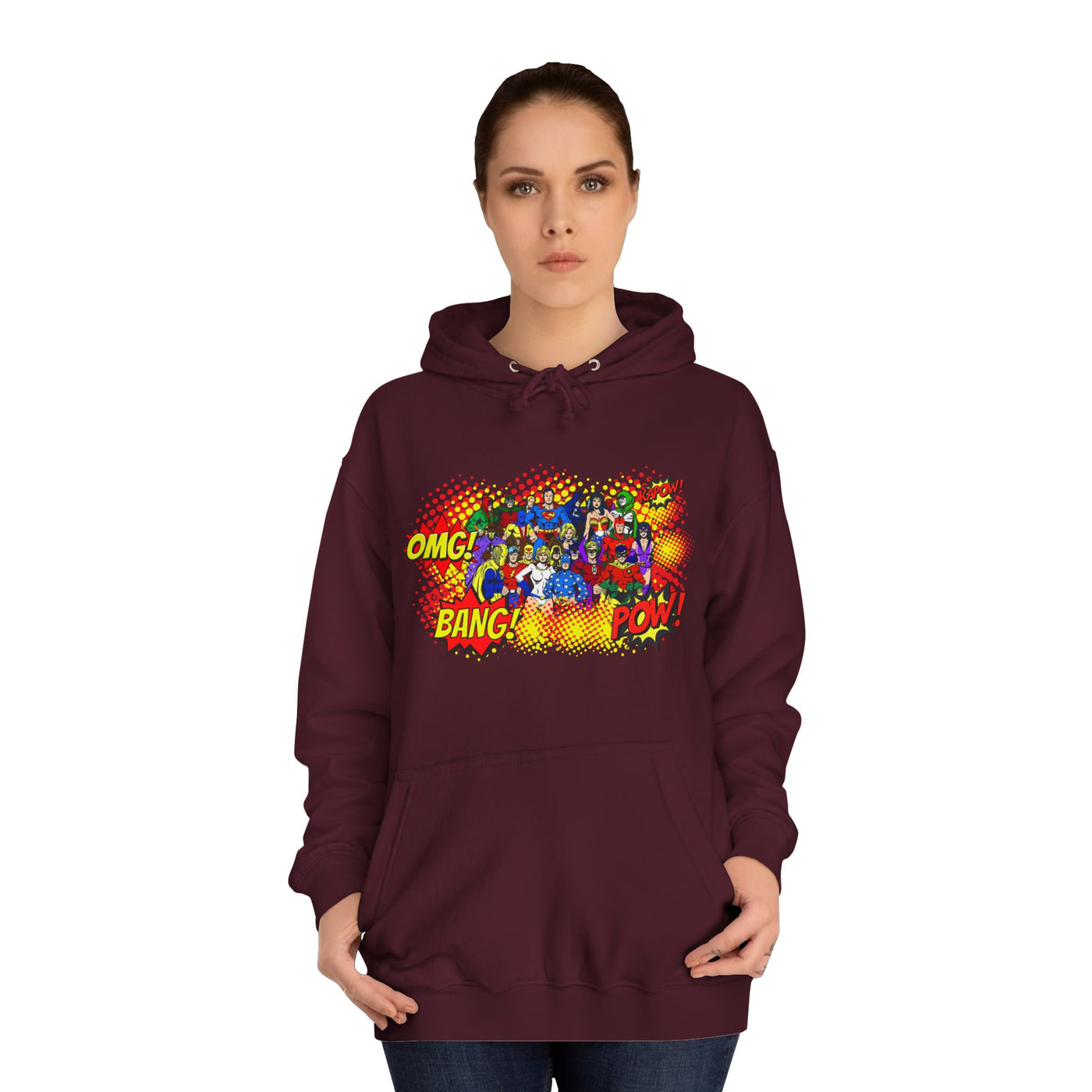 Superhero Graphic Hoodie, Unisex College Sweatshirt, Marvel DC Fans Apparel, Comic Book Lover Gift, Fun Cosplay Outfit