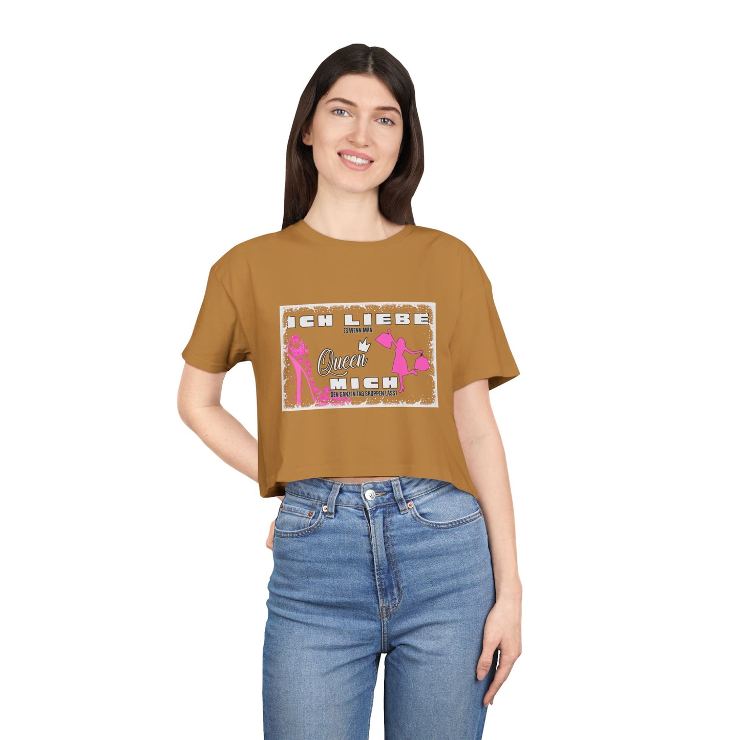 Ich liebe shoppe "Shopping Queen" Crop Tee  copped Shirt