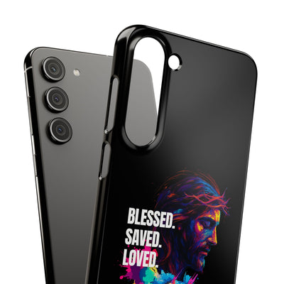 Blessed Saved loved - Snap Case - Jesus