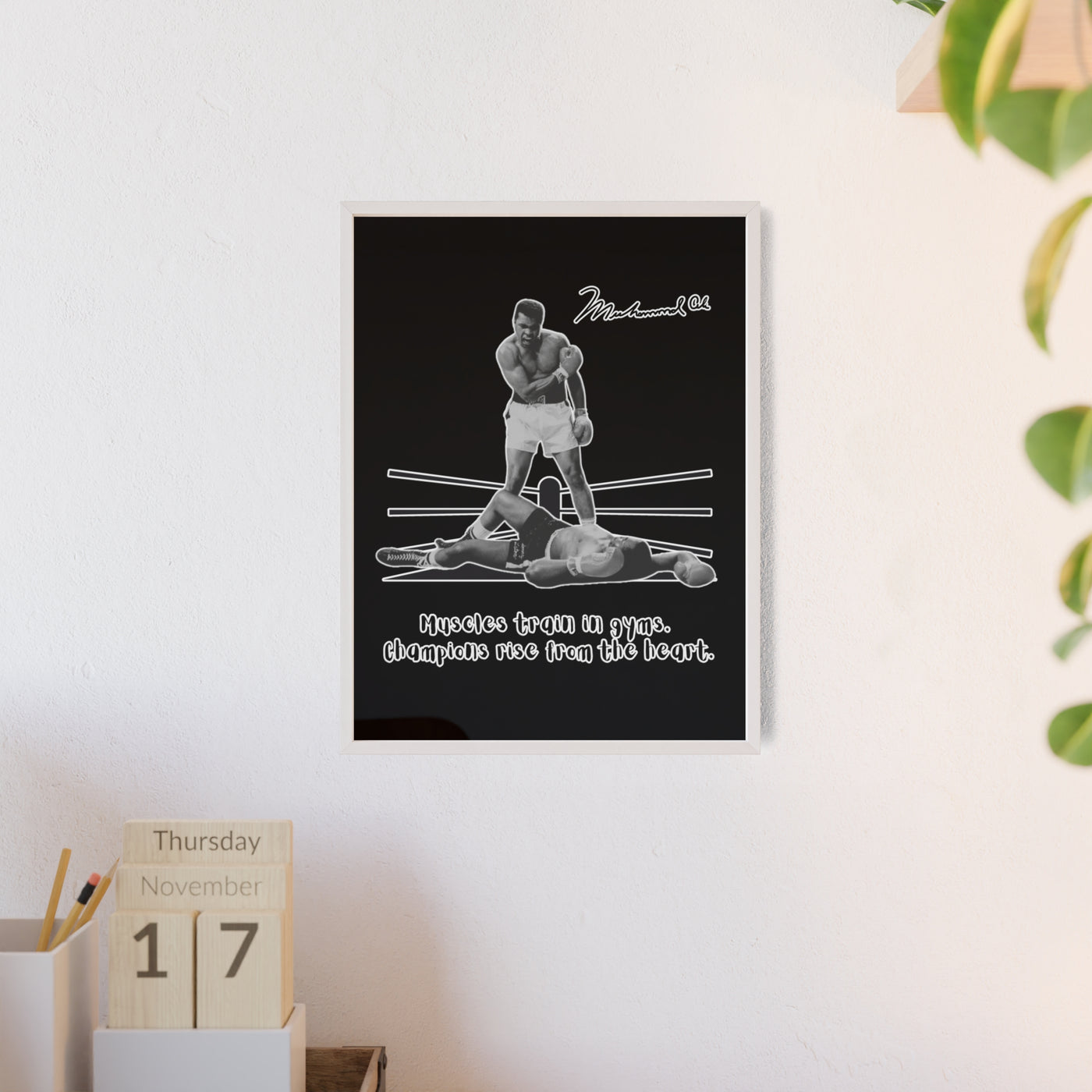 Boxing Inspired Wall Art Poster with Wooden Frame - Muhammad Ali 