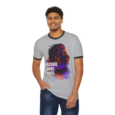 Blessed, Saved, Loved Unisex Cotton Ringer T-Shirt