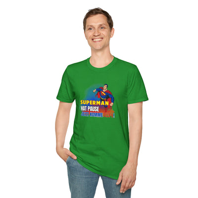 Superman Pause Unisex Softstyle T-Shirt - Fun Graphic Tee for Comic Fans
