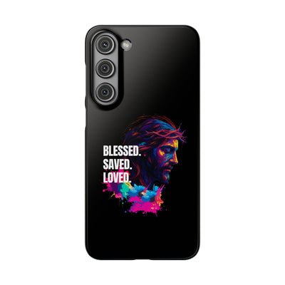 Blessed Saved loved - Snap Case - Jesus