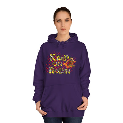'Keep On Rollin' Design Unisex College Hoodie Flintstones Feuerstein