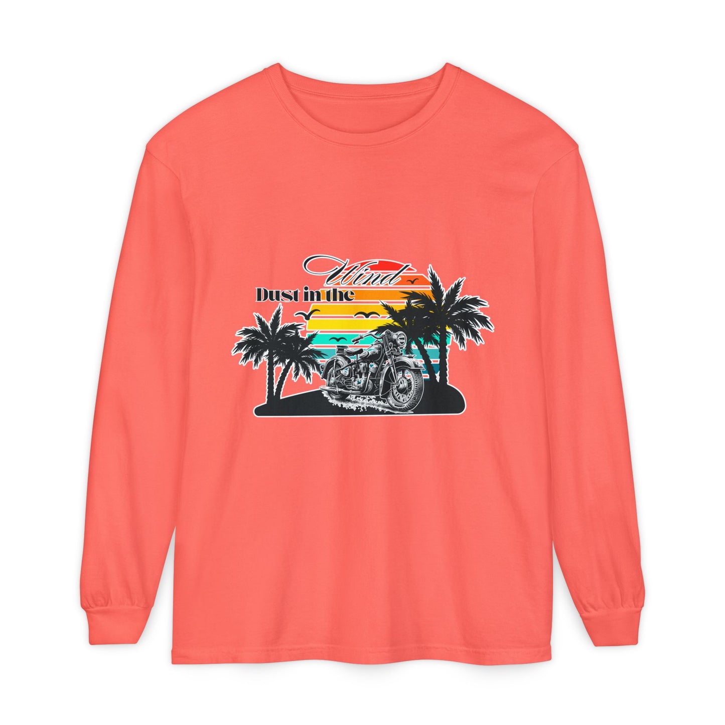 Dust in the Wind - Vintage Motorcycle & Sunset Design
