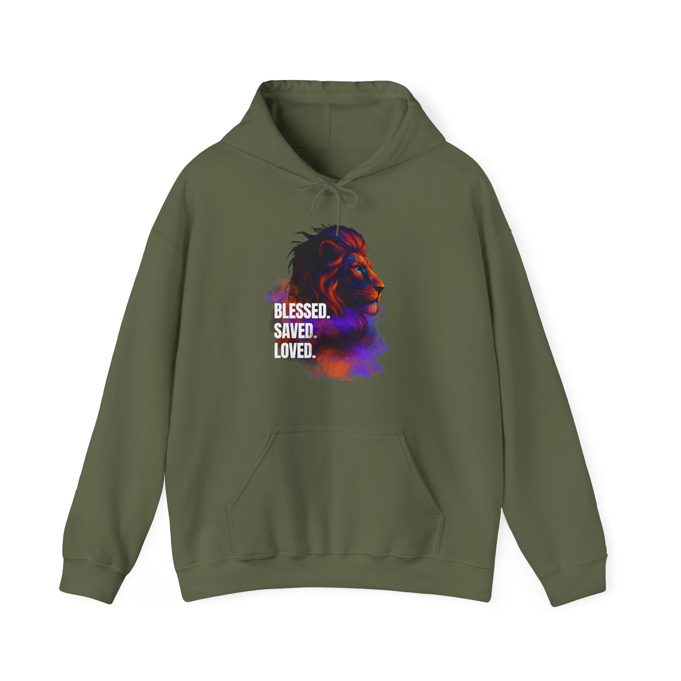 Blessed, Saved, Loved Lion Hoodie - Unisex Heavy Blend Sweatshirt