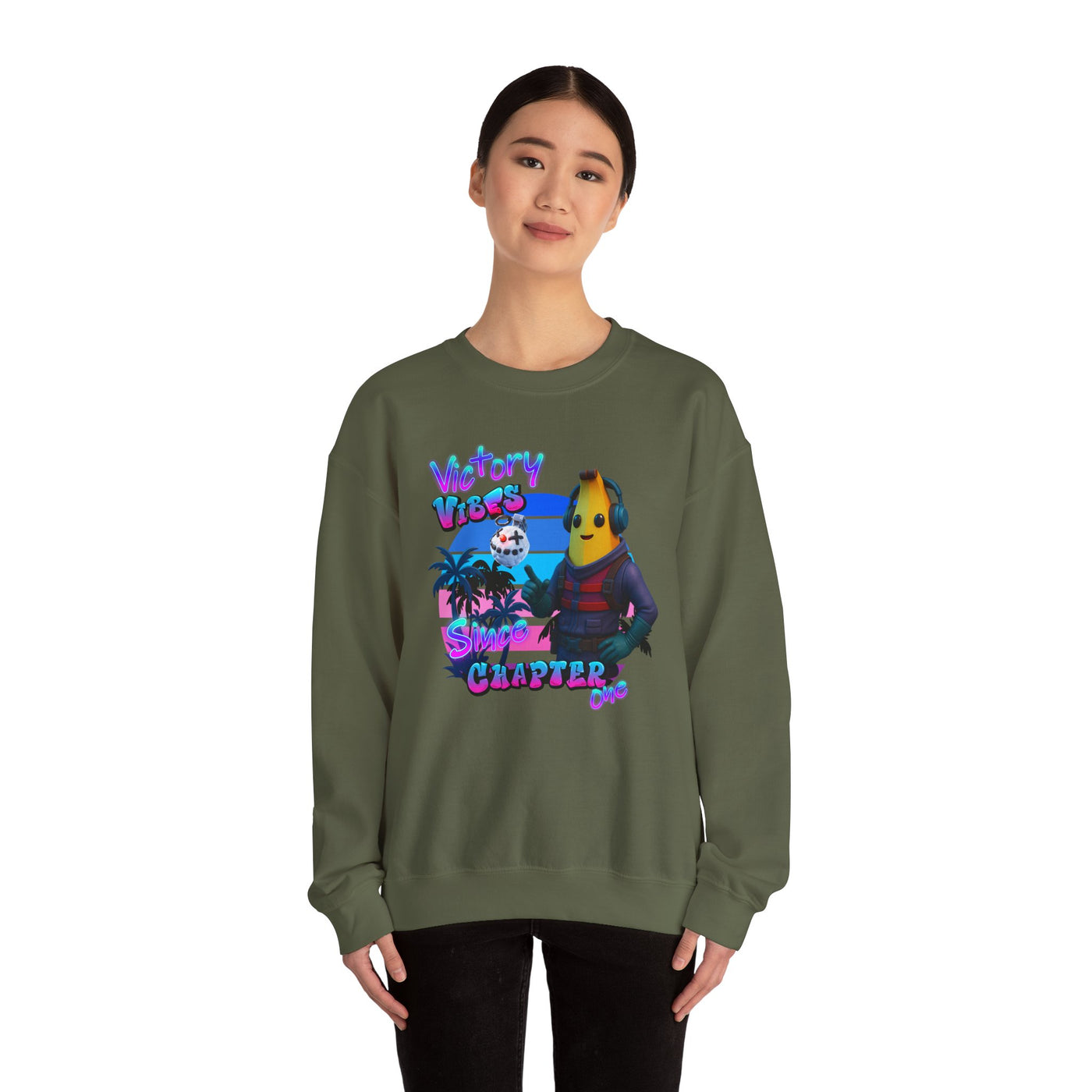 Victory Fortnite Vibes Banana Crewneck Sweatshirt - Unisex Heavy Blend