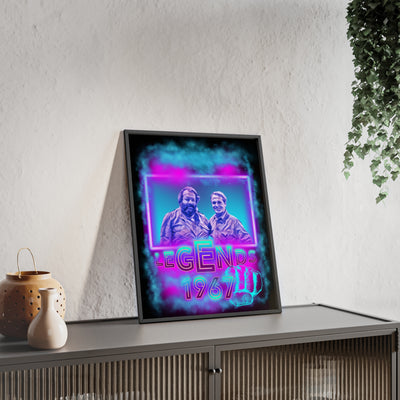 Retro Legends Poster with Wooden Frame - 1967 Nostalgia Art Bud Spencer &amp; Terence Hill