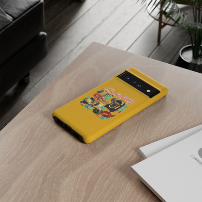 Rockabilly Phone Case, Vintage Scooter Design, Retro Style Cover, Fun Gift for Music Lovers, Yellow Tough Cases