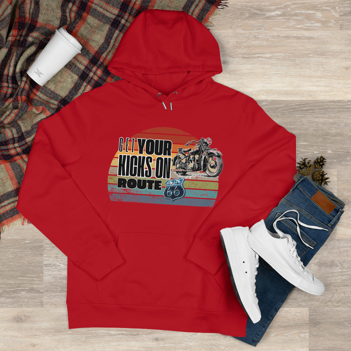 Retro Route 66 Motorcycle Hoodie Sweatshirt - Get your kicks on route 66