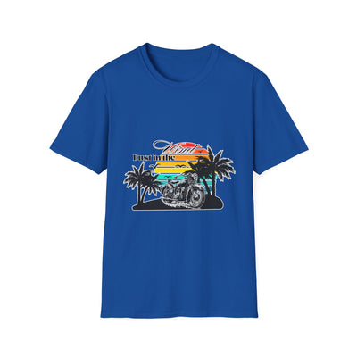 Dust in the Wind Unisex Jersey Tee – Retro Motorcycle & Palm Trees Design