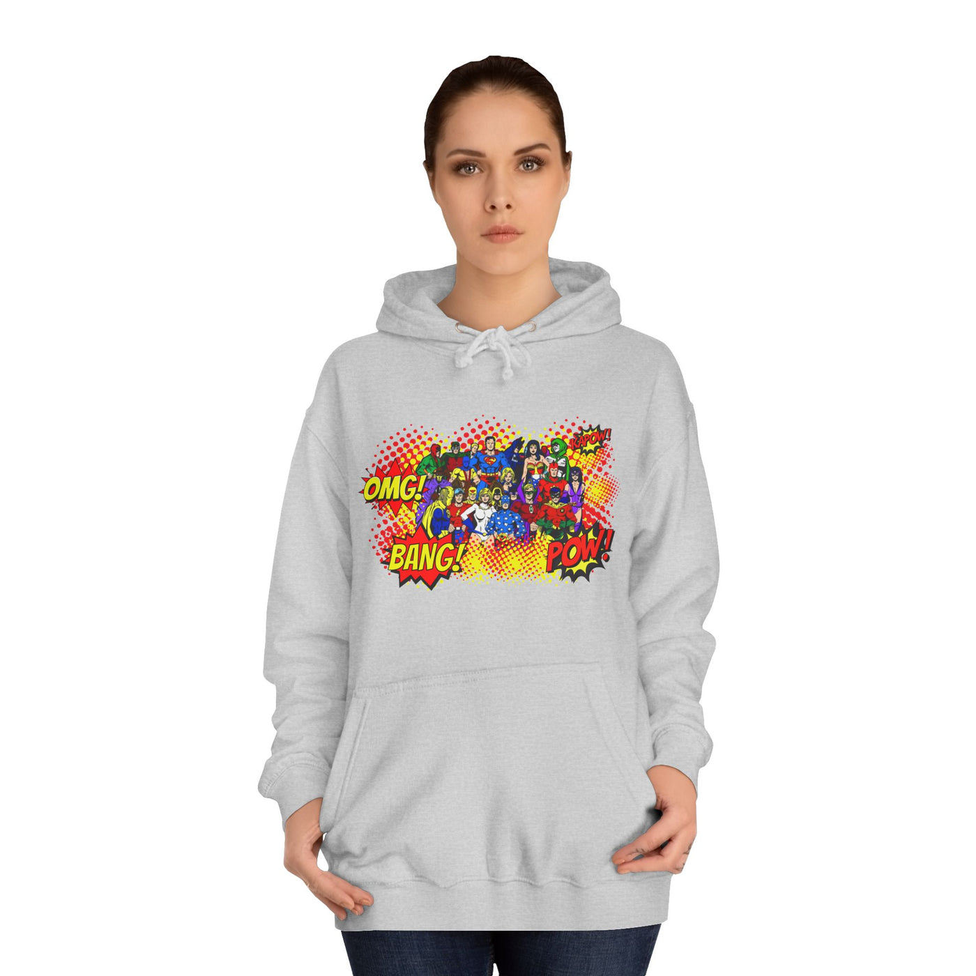 Superhero Graphic Hoodie, Unisex College Sweatshirt, Marvel DC Fans Apparel, Comic Book Lover Gift, Fun Cosplay Outfit
