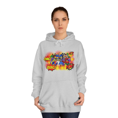 Superhero Graphic Hoodie, Unisex College Sweatshirt, Marvel DC Fans Apparel, Comic Book Lover Gift, Fun Cosplay Outfit