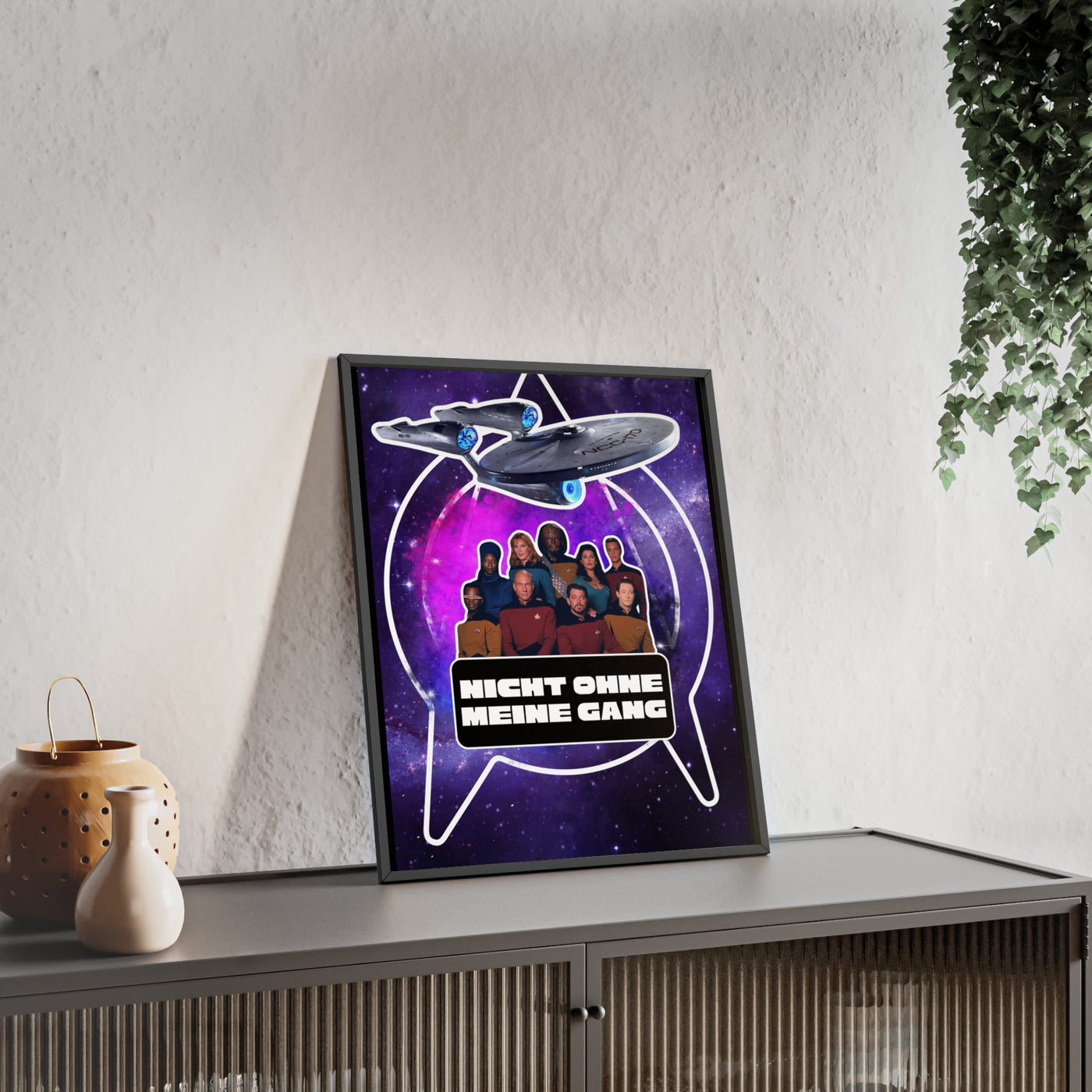 Starship Adventure Poster with Wooden Frame | Sci-Fi Wall Art, Geek Decor,