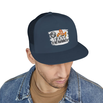 Embroidered 5 Panel Trucker Cap - Fake it til you make it