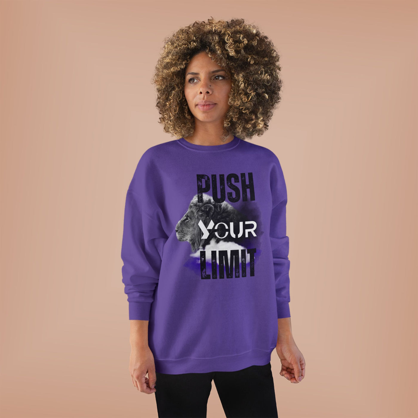 Motivational Lion Sweatshirt - Push Your Limit - Unisex EcoSmart