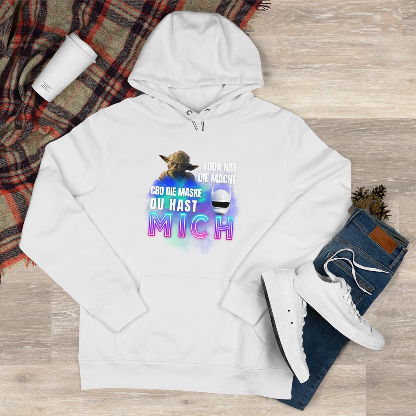 Yoda Inspired King Hooded Sweatshirt - "Yoda Hat Die Macht" Design