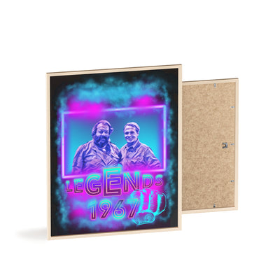Retro Legends Poster with Wooden Frame - 1967 Nostalgia Art Bud Spencer &amp; Terence Hill