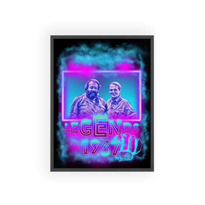 Retro Legends Poster with Wooden Frame - 1967 Nostalgia Art Bud Spencer &amp; Terence Hill