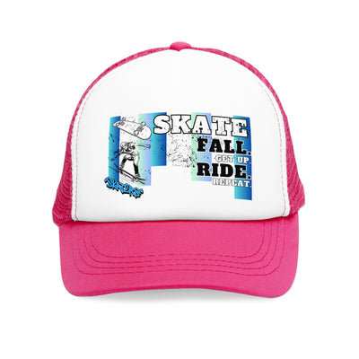 Skateboarding Mesh Cap - "Skate Fall, Get Up, Ride, Repeat"