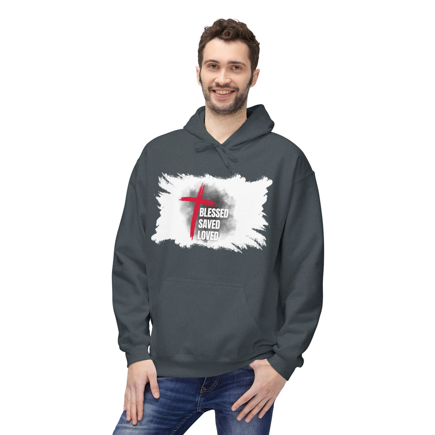 Faith-Inspired Hoodie: Blessed, Saved, Loved - Christian JESUS