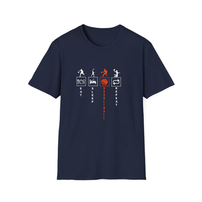 Basketball Life Unisex T-Shirt - Eat, Sleep, Basketball, Repeat