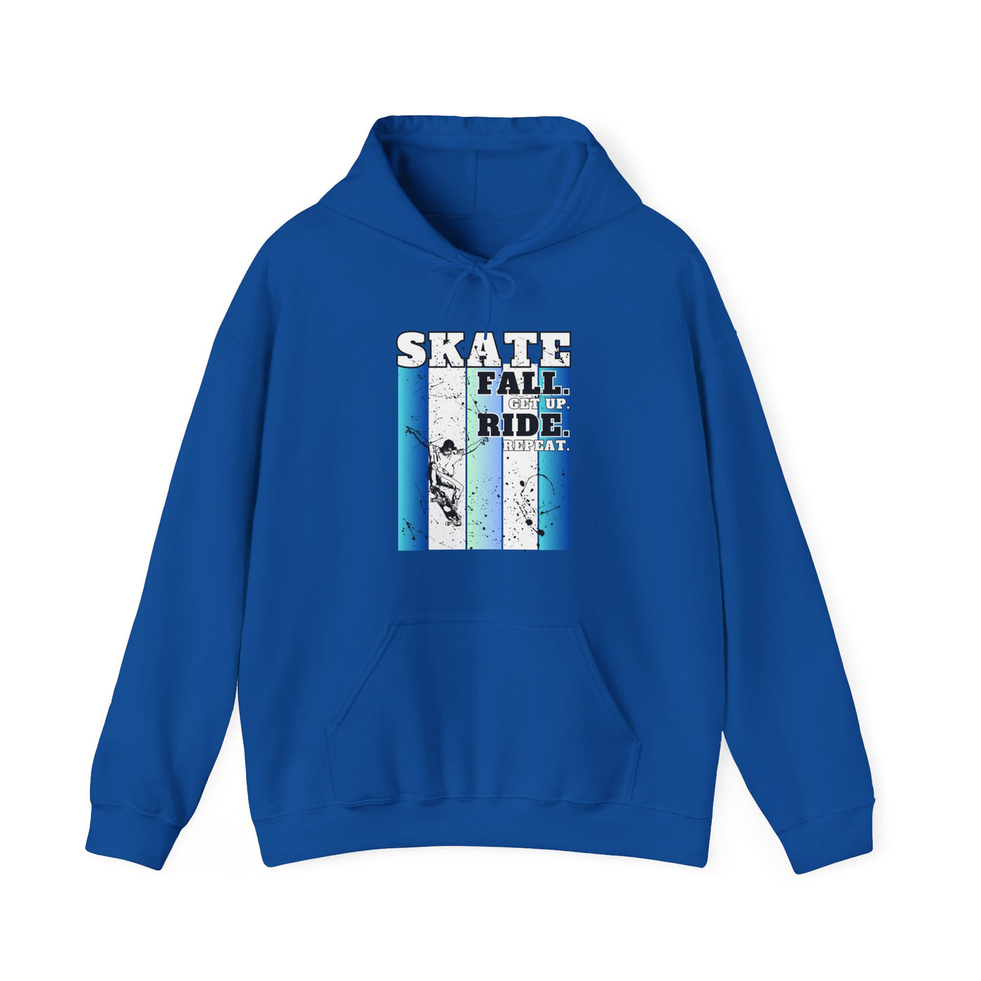 Skateboarding Warmup Hoodie - 'Skate Fall Get Up Ride Repeat' Design