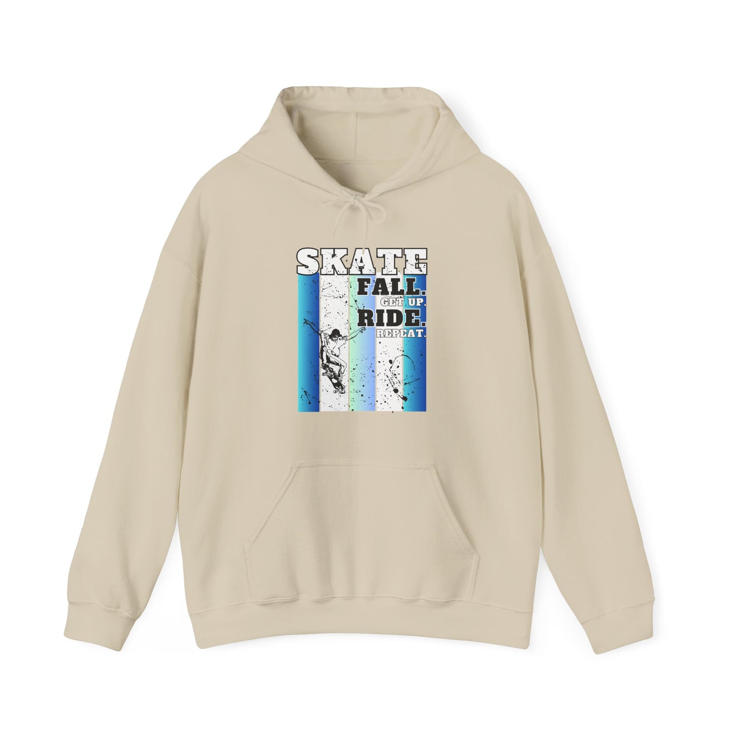 Skateboarding Warmup Hoodie - 'Skate Fall Get Up Ride Repeat' Design