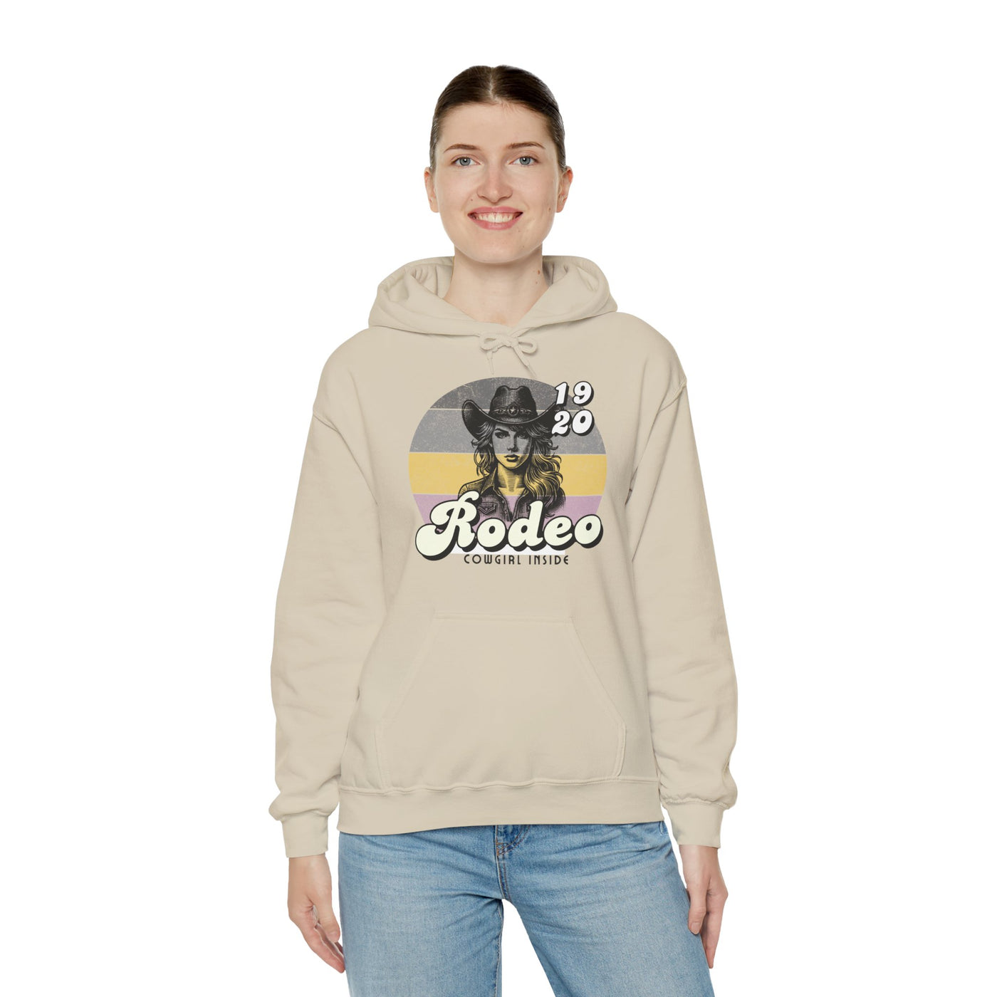 Rodeo Cowgirl Hooded HOODIE - Unisex Heavy Blend™ - Retro Style