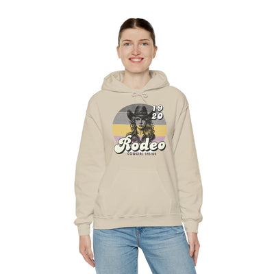 Rodeo Cowgirl Hooded HOODIE - Unisex Heavy Blend™ - Retro Style