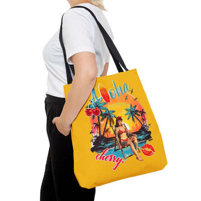 Aloha Cherry Tropical Tote Bag | Beach Accessories, Summer Bag, Travel Tote, Hanging Bag, Beach Bag