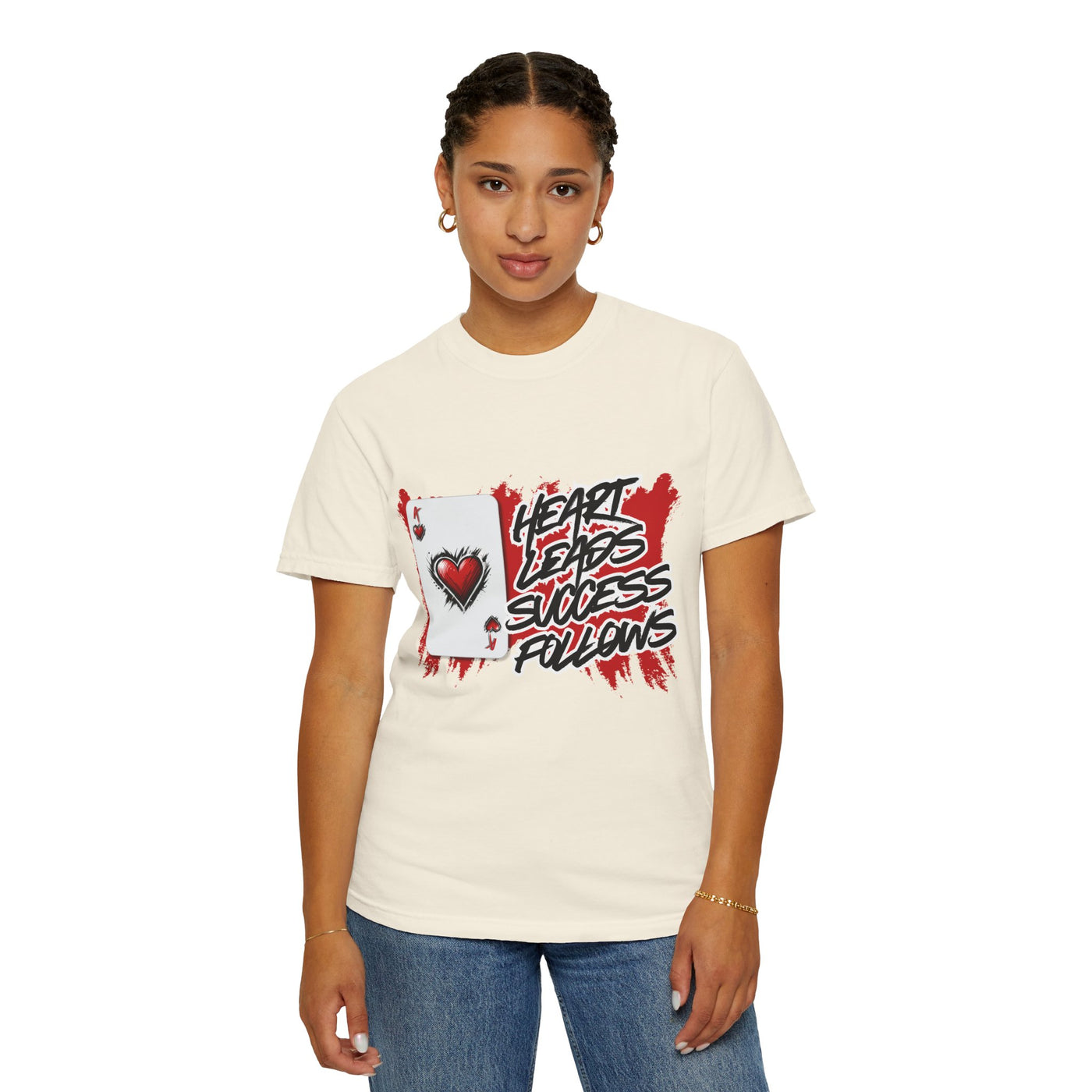 Heart Leads Success Unisex Heavy Cotton Tee | Graphic Tee | Casual Wear | Gift for Gamers | Inspirational Fashion | Streetwear