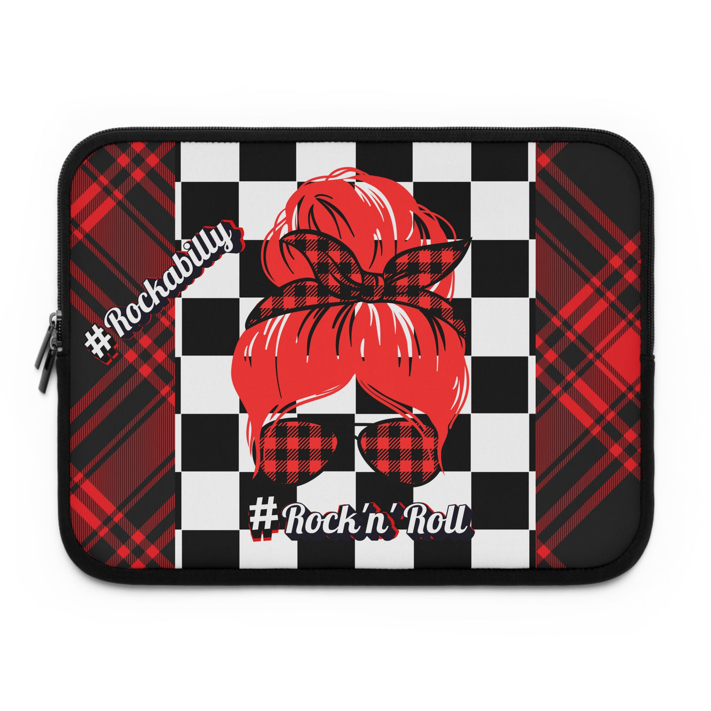 Rockabilly Chic Laptop Sleeve - Retro Plaid Design,