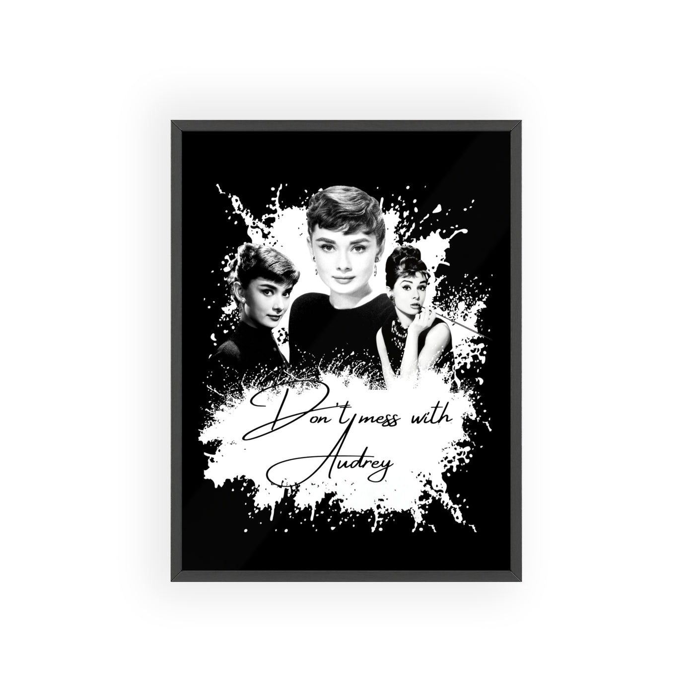 Audrey Hepburn Classic Poster with Wooden Frame - 'Don't Mess with Audrey'