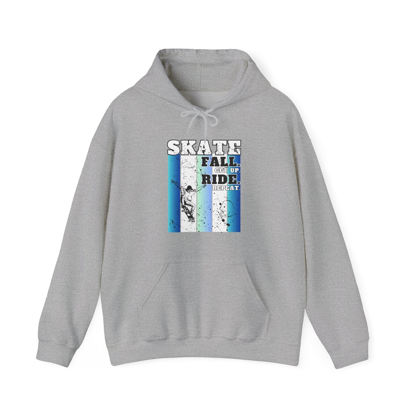 Skateboarding Warmup Hoodie - 'Skate Fall Get Up Ride Repeat' Design