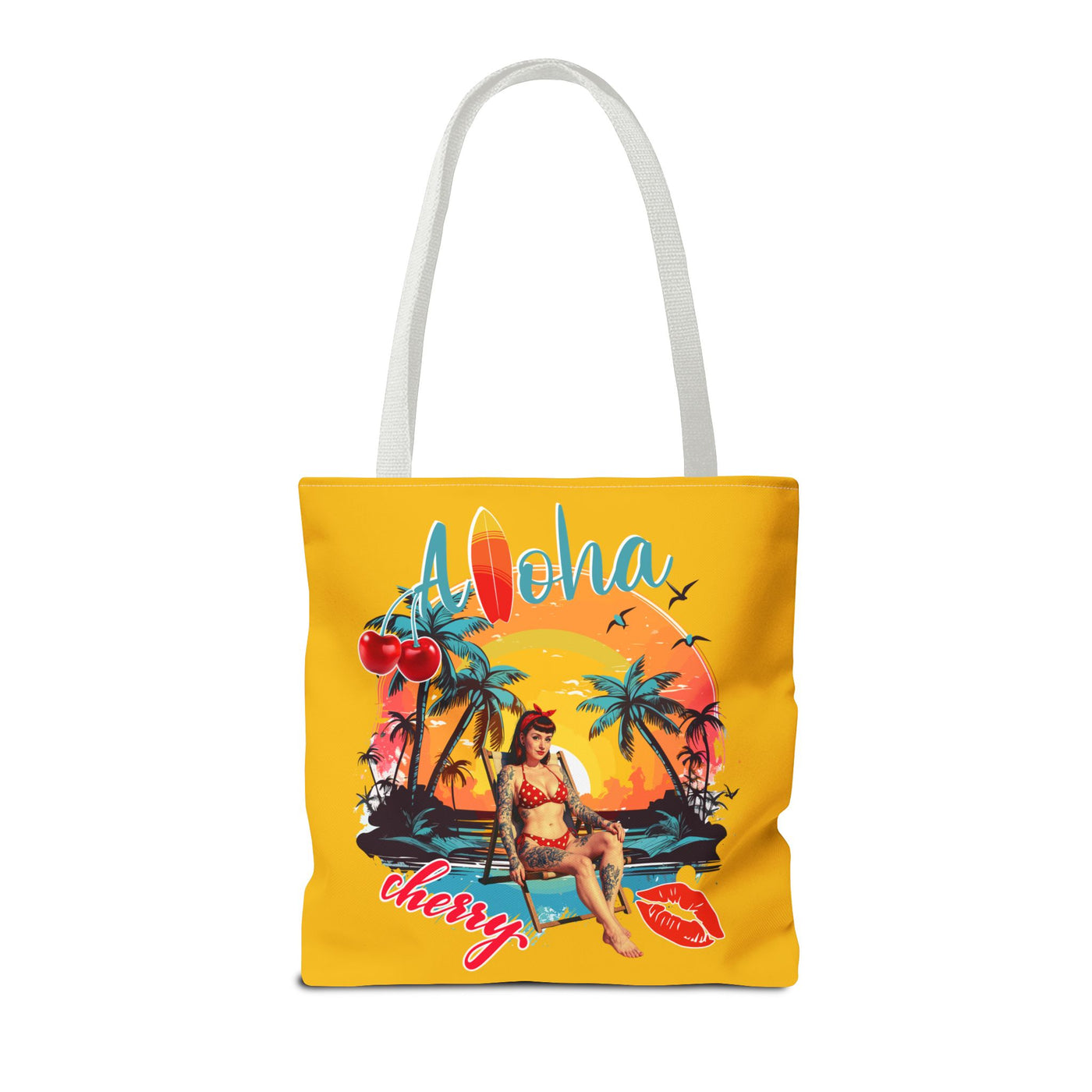 Aloha Cherry Tropical Tote Bag | Beach Accessories, Summer Bag, Travel Tote, Hanging Bag, Beach Bag