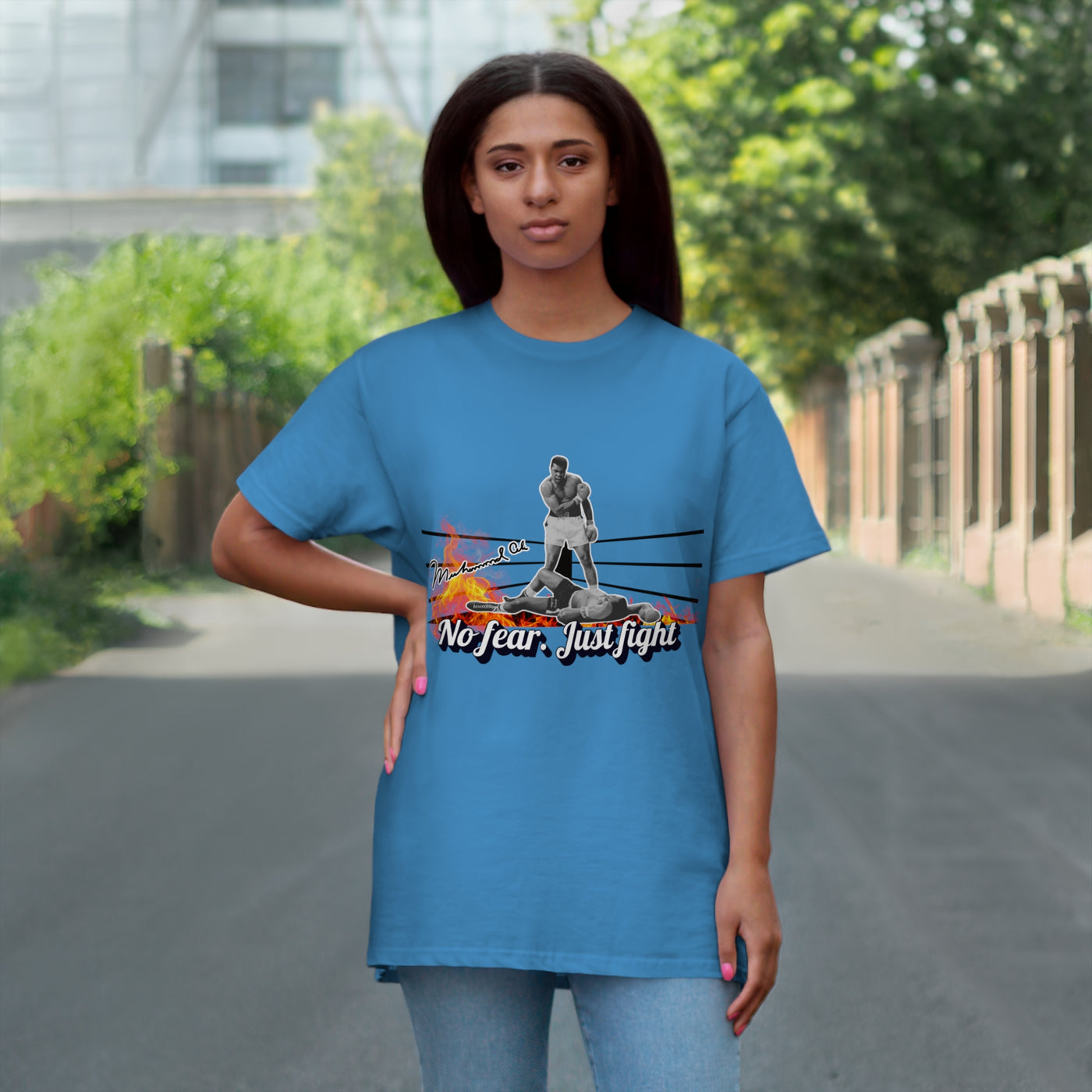 No Fear Just Fight T-Shirt, Motivational Shirt Muhammad Ali