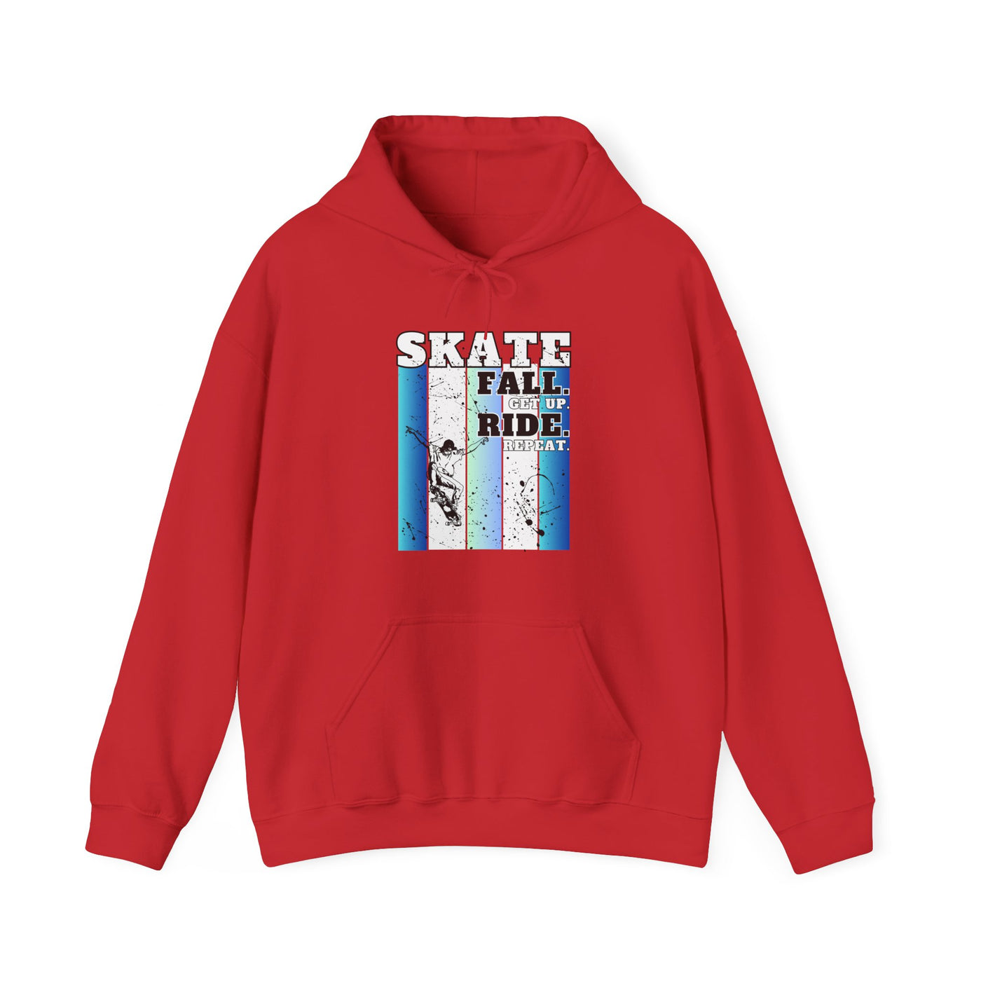 Skateboarding Warmup Hoodie - 'Skate Fall Get Up Ride Repeat' Design