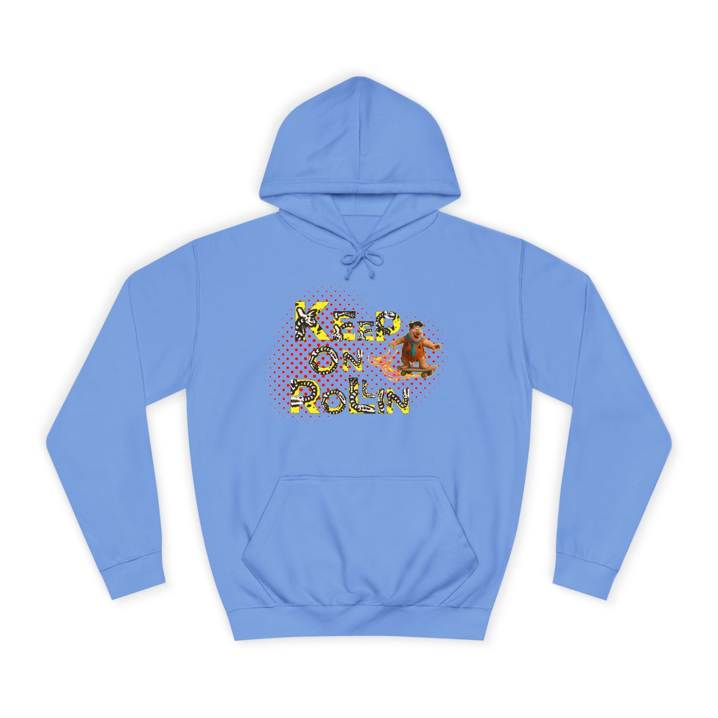 'Keep On Rollin' Design Unisex College Hoodie Flintstones Feuerstein