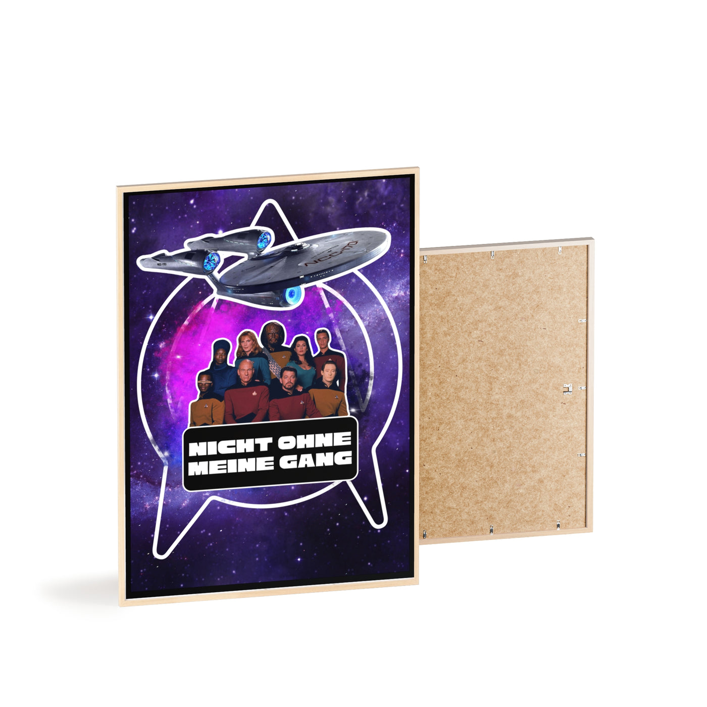 Starship Adventure Poster with Wooden Frame | Sci-Fi Wall Art, Geek Decor,