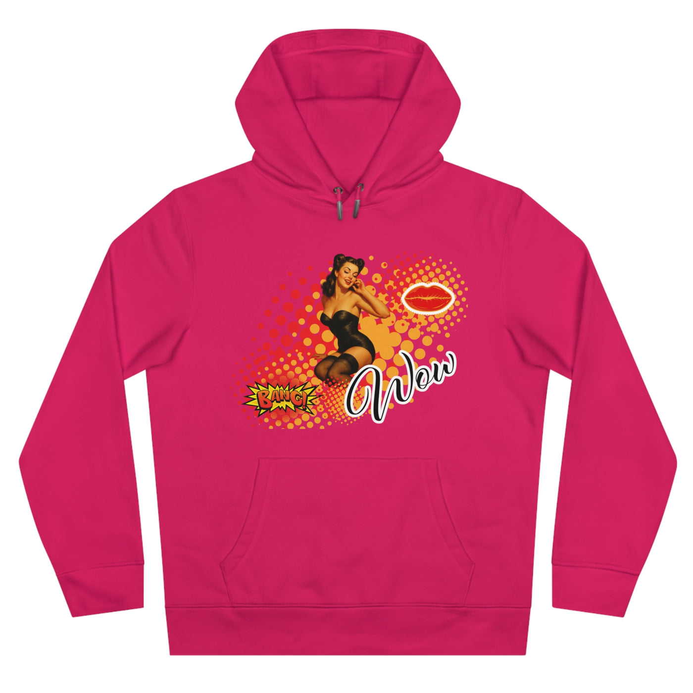 Retro Pin-Up Queen Hooded Sweatshirt - 'Wow' Graphic