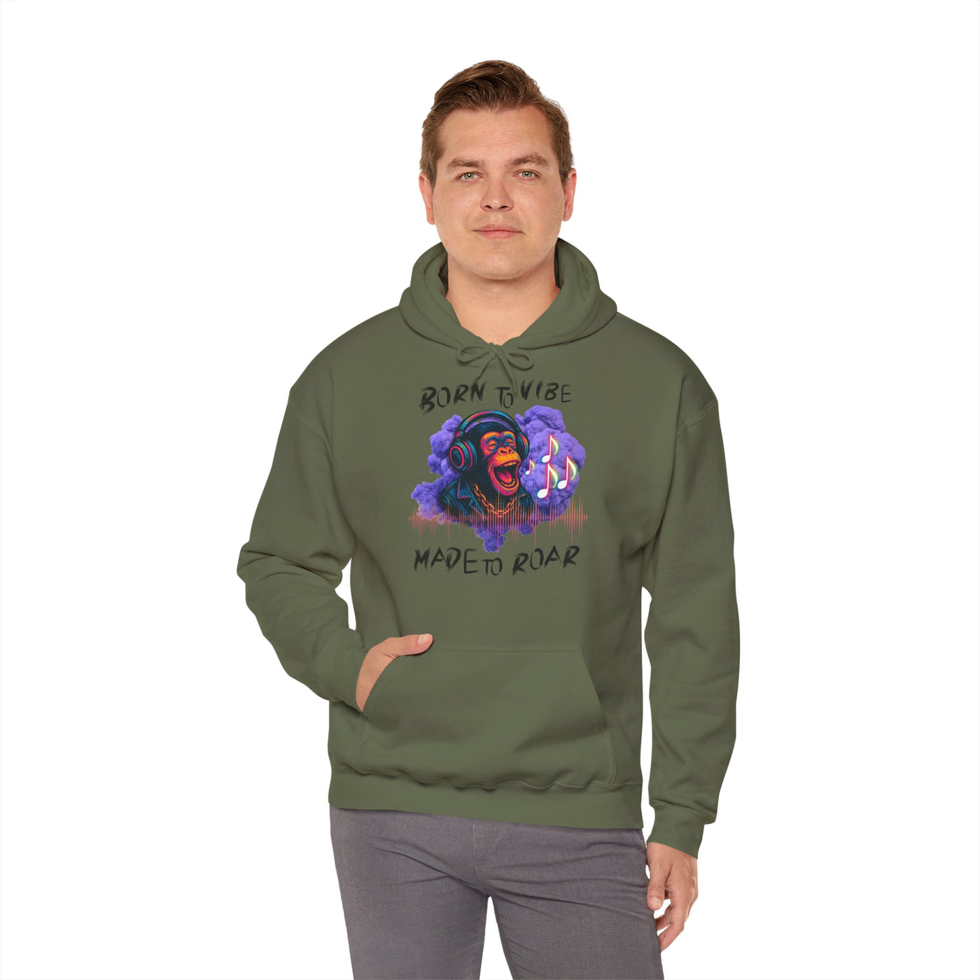 Born to Vibe Unisex Heavy Blend™ Hooded Sweatshirt - Made to Roar Monkey - Monkey 