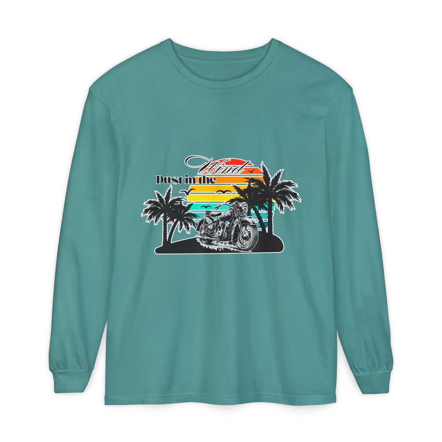 Dust in the Wind - Vintage Motorcycle & Sunset Design