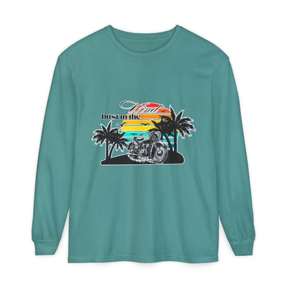 Dust in the Wind - Vintage Motorcycle & Sunset Design