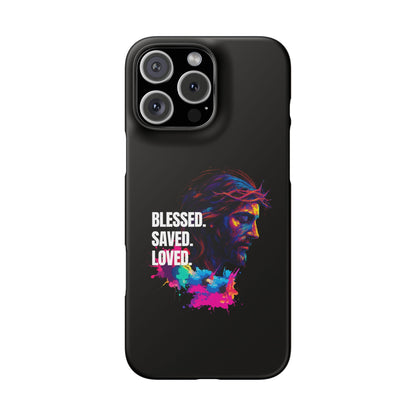 Blessed Saved Loved -  Snap Case Handyhülle - Jesus