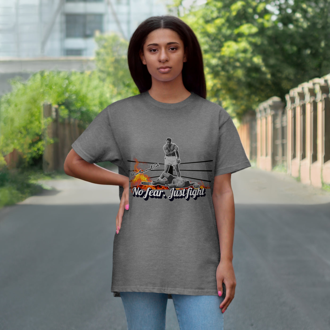 No Fear Just Fight T-Shirt, Motivational Shirt Muhammad Ali