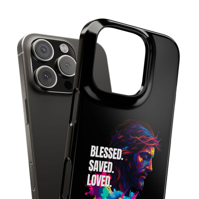 Blessed Saved loved - Snap Case - Jesus