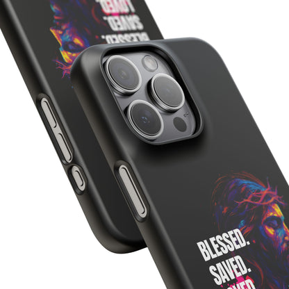 Blessed Saved Loved -  Snap Case Handyhülle - Jesus